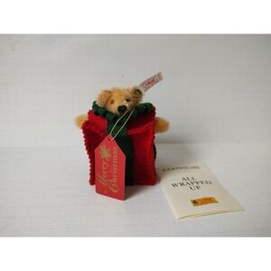 Steiff Christmas tree ornament teddy bear present all wrapped up 04972